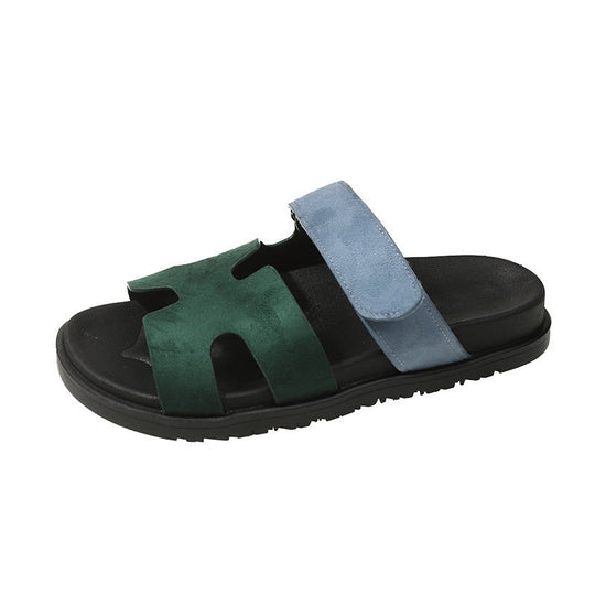Damen komfortable Veloursleder-Sandalen mit verstellbarem Klettverschluss und rutschfester Sohle Nord Taschen