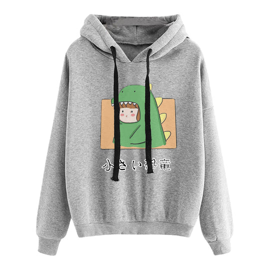 Damen nan kurz geschnittener Cropped-Kapuzenpullover mit niedlicher Frosch-Illustration und verstellbarer Kapuze Nord Taschen