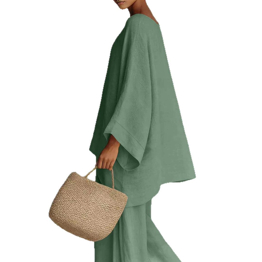 Damen Lässiges Oversize-Kaftanoberteil mit weiten Palazzohosen Nord Taschen