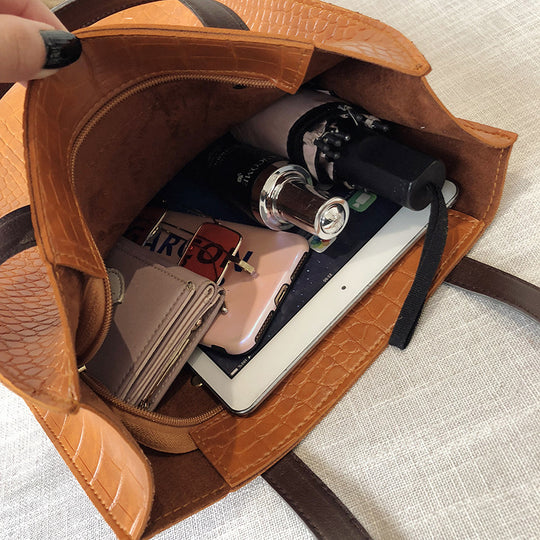 Damen stilvolle Umhängetasche aus hochwertigem Kunstleder im Krokodil-Look Nord Taschen