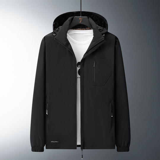 Herren Urban-minimalistische Softshell-Kapuzenjacke mit verdeckten Reißverschlüssen und elastischem Saum Nord Taschen