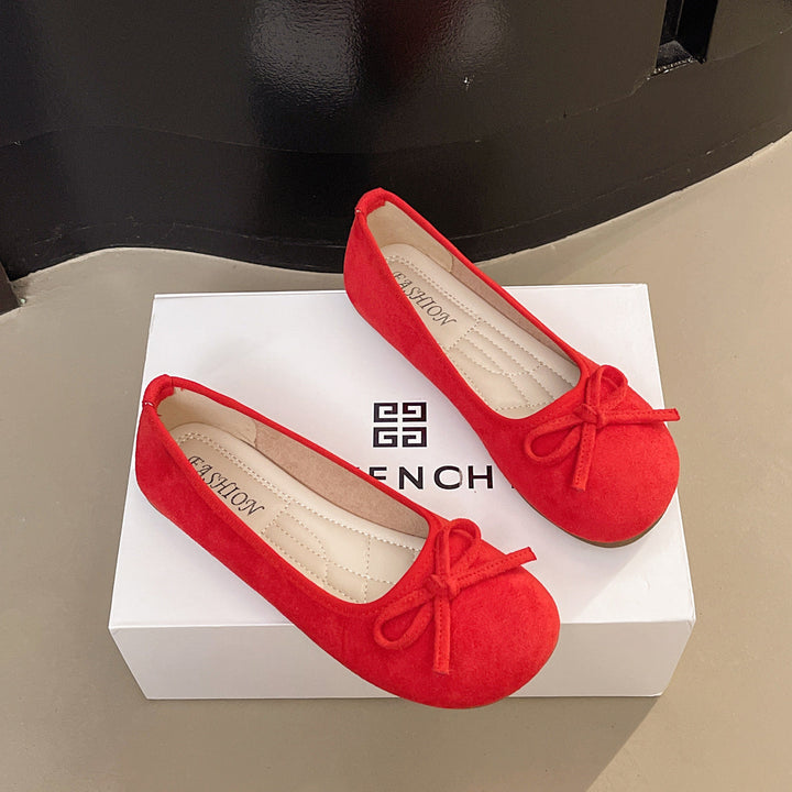 Damen elegante Ballerinas mit zierlichem Schleifendetail