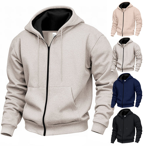 Herren Premium Kapuzenjacke mit durchgehendem Reißverschluss und weichem Fleece-Futter - Vittorelli