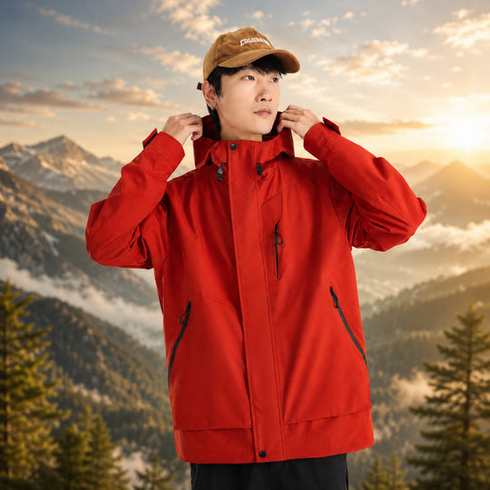 Herren Leichte atmungsaktive zweilagige Regen‑Softshelljacke mit verstellbarer Kapuze und Brusttasche Nord Taschen