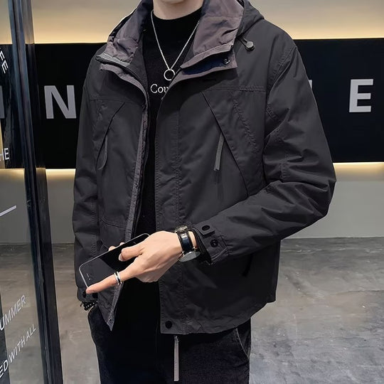 Herren Leichte Funktionsjacke mit Kapuze, wasserabweisender Mikro-Finish und Multifunktions-Taschen Nord Taschen