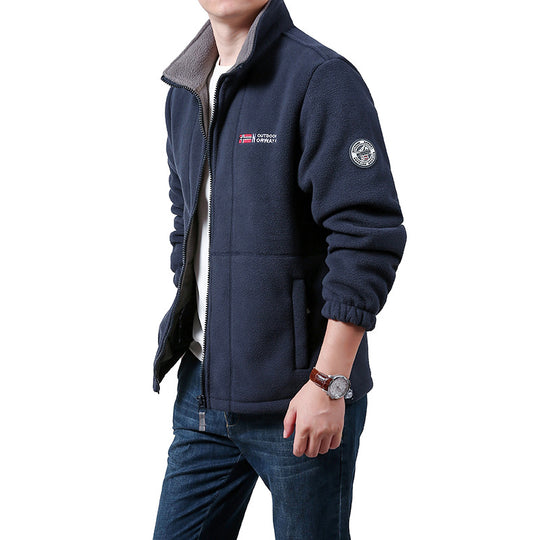 Herren Wärmende Fleecejacke mit Stehkragen, durchgehendem Reißverschluss & Eingrifftaschen Nord Taschen