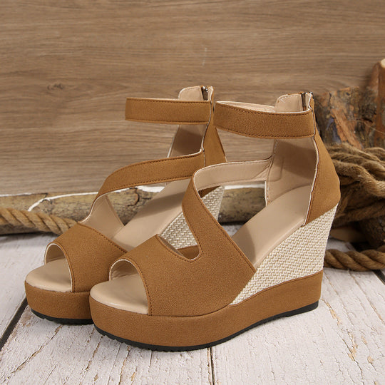 Damen Keil-Sandalen mit atmungsaktiven Riemen und rutschfester Sohle