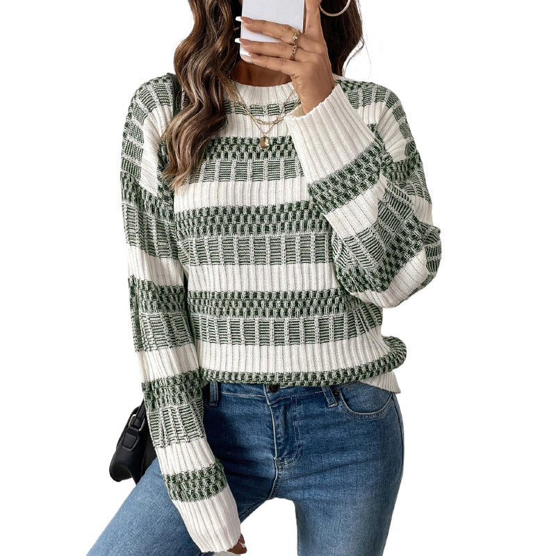 Damen Modischer Strickpullover mit blockartigem Muster Nord Taschen