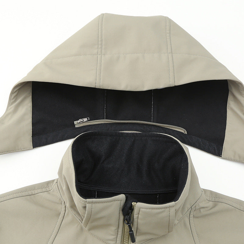 Herren wasserabweisende Softshelljacke mit Kapuze, verschweißten Reißverschlüssen und Fleecefutter Nord Taschen
