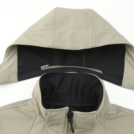 Herren wasserabweisende Softshelljacke mit Kapuze, verschweißten Reißverschlüssen und Fleecefutter Nord Taschen