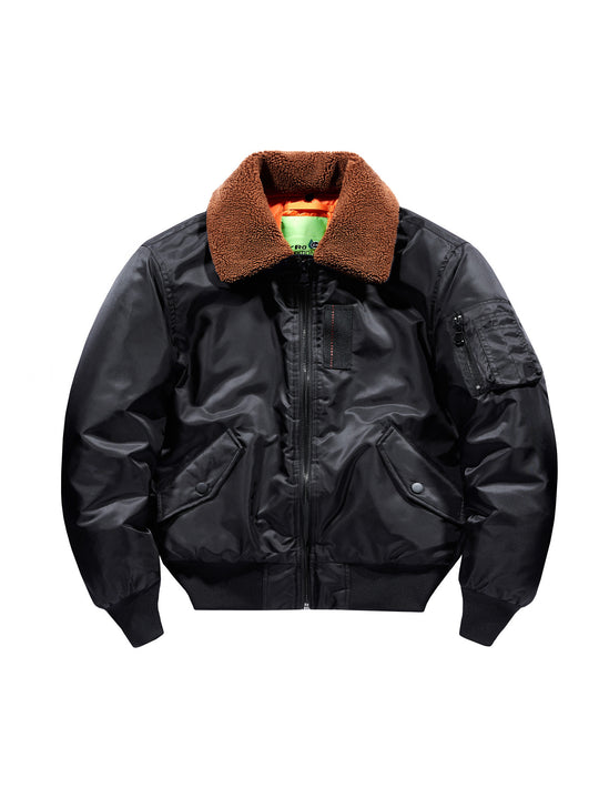Herren Pilotenbomberjacke mit Teddykragen und Utility-Ärmeltasche Nord Taschen