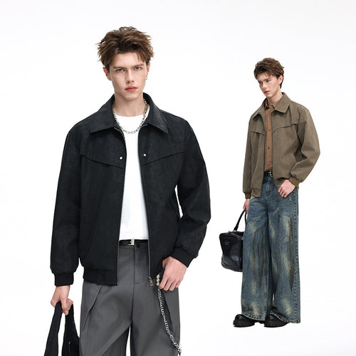 Herren Bomberjacke im Harrington‑Stil mit geripptem Saum und verdecktem Reißverschluss Nord Taschen
