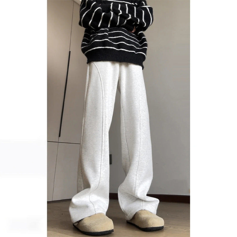 Herren Locker geschnittene Fleece-Loungehose mit weitem Bein, Tunnelzug und Ziernähten Nord Taschen