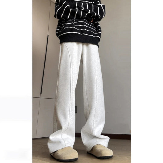 Herren Locker geschnittene Fleece-Loungehose mit weitem Bein, Tunnelzug und Ziernähten Nord Taschen