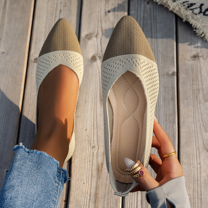 Damen Ballerinas mit kreativem Hahnentrittmuster und flexiblem Fußbett