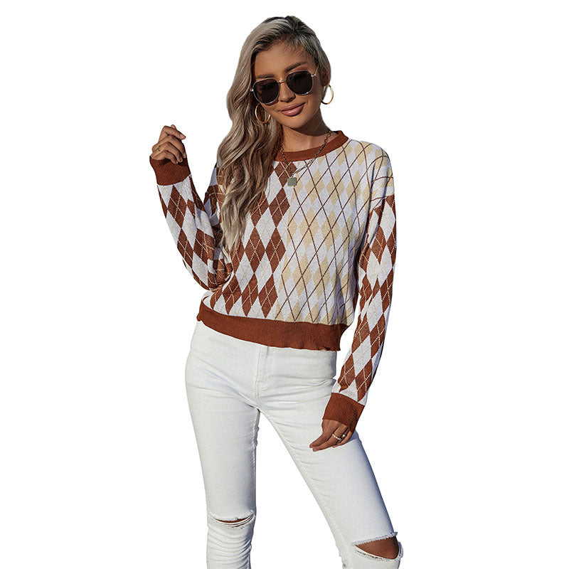 Damen Gemusterter Pullover im Rautenmuster Nord Taschen