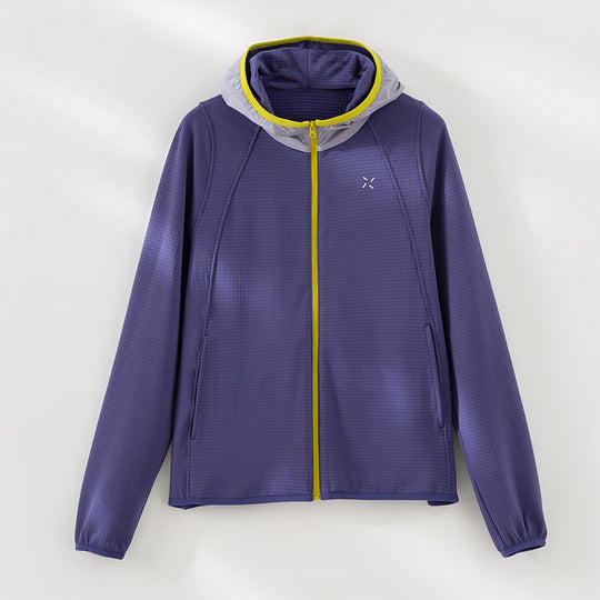 Damen Leichte Kapuzen-Trainingsjacke aus strukturiertem Funktionsjersey mit durchgehendem Reißverschluss Nord Taschen