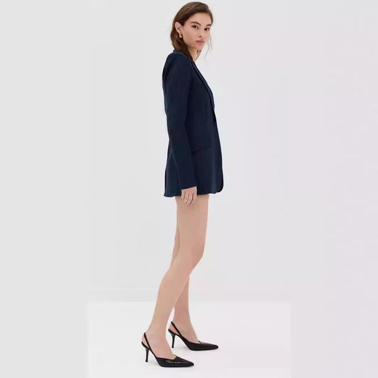 Damen Mini‑Blazerkleid im Nadelstreifen‑Tailoring mit tiefem Schalkragen Nord Taschen