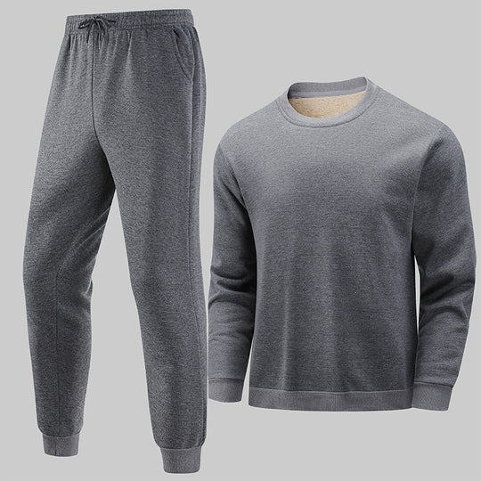Herren Thermo‑Fleece Lounge‑Set mit Rundhals-Pullover & tapered Jogginghose Nord Taschen