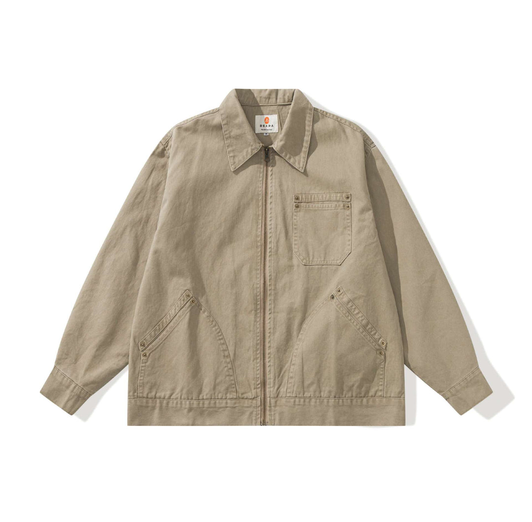 Unisex Boxy-Workerjacke aus robustem Twill mit Metallreißverschluss und Multitaschen Nord Taschen