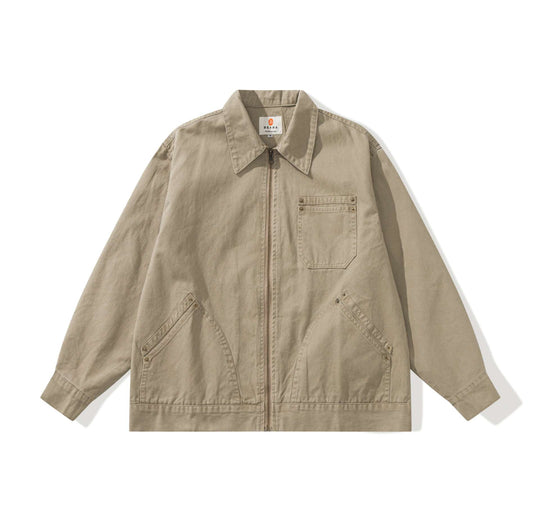 Unisex Boxy-Workerjacke aus robustem Twill mit Metallreißverschluss und Multitaschen Nord Taschen