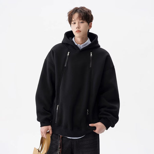 Herren Urbaner Oversized Hoodie mit Reißverschlüssen Nord Taschen