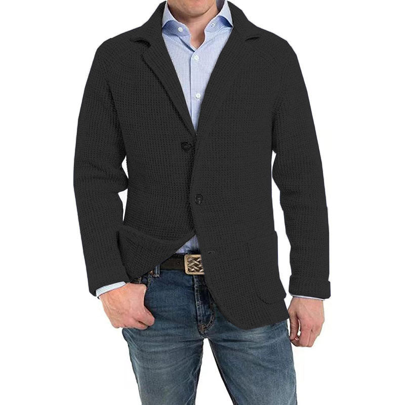 Herren Strukturstrick Sakko-Blazer mit aufgesetzten Taschen Nord Taschen