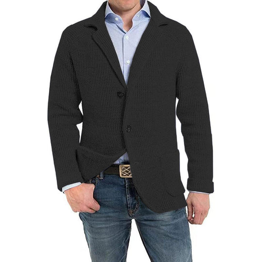 Herren Strukturstrick Sakko-Blazer mit aufgesetzten Taschen Nord Taschen