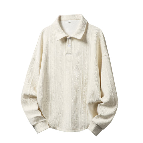 Unisex Oversize Strick-Poloshirt mit Henley-Knopfleiste und Strukturstrick Nord Taschen