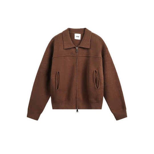 Herren Gestrickte Zipjacke mit Hemdkragen, Rippbündchen und verdeckten Eingrifftaschen Nord Taschen