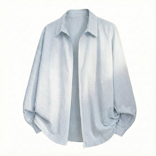 Unisex Oversize Hemdjacke aus Crinkle-Baumwollmix mit durchgehendem Reißverschluss Nord Taschen