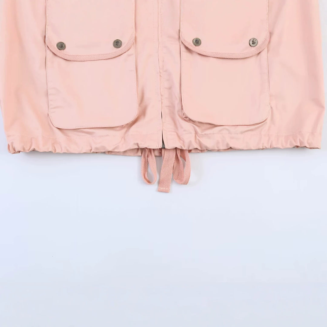Damen Kurzjacke im Safari‑Stil mit Stehkragen, Kängurutaschen und Kordelzug Nord Taschen