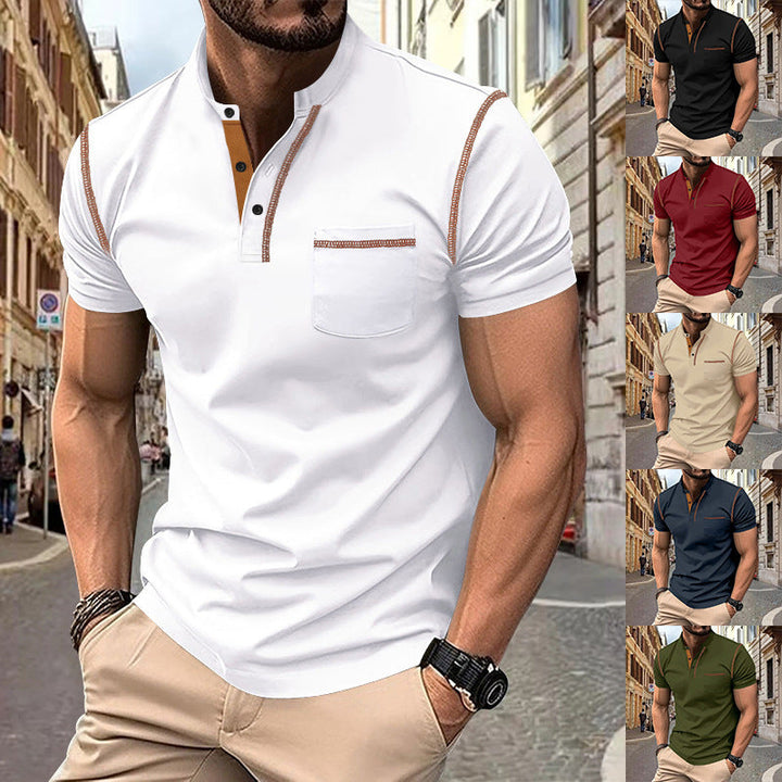 Herren shirt mit modernem Henley-Kragen und praktischen Brusttasche Nord Taschen