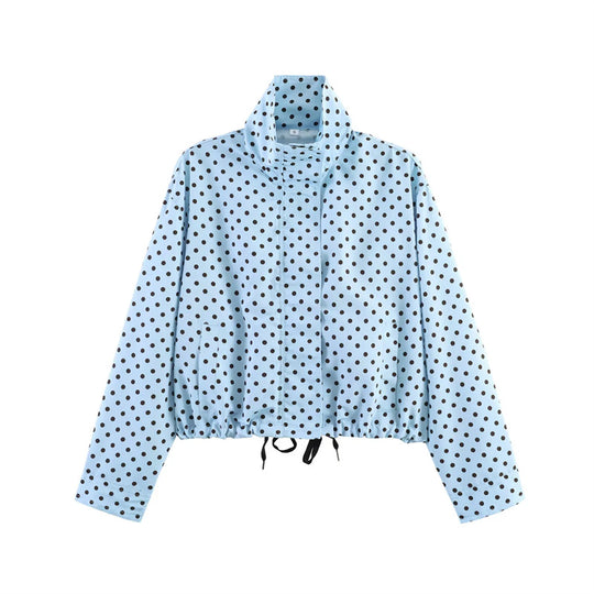 Damen Gekürzte Punkte-Utility-Jacke mit Stehkragen und Tunnelzug Nord Taschen