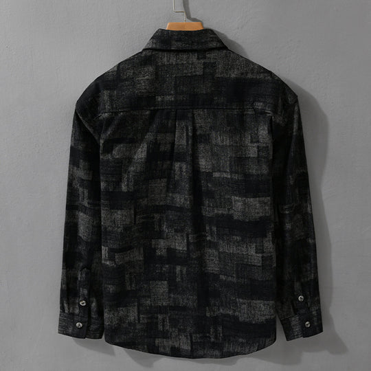 Herren Strukturiertes Hemdjacke-Overshirt aus Baumwollmischung mit geometrischem Print Nord Taschen