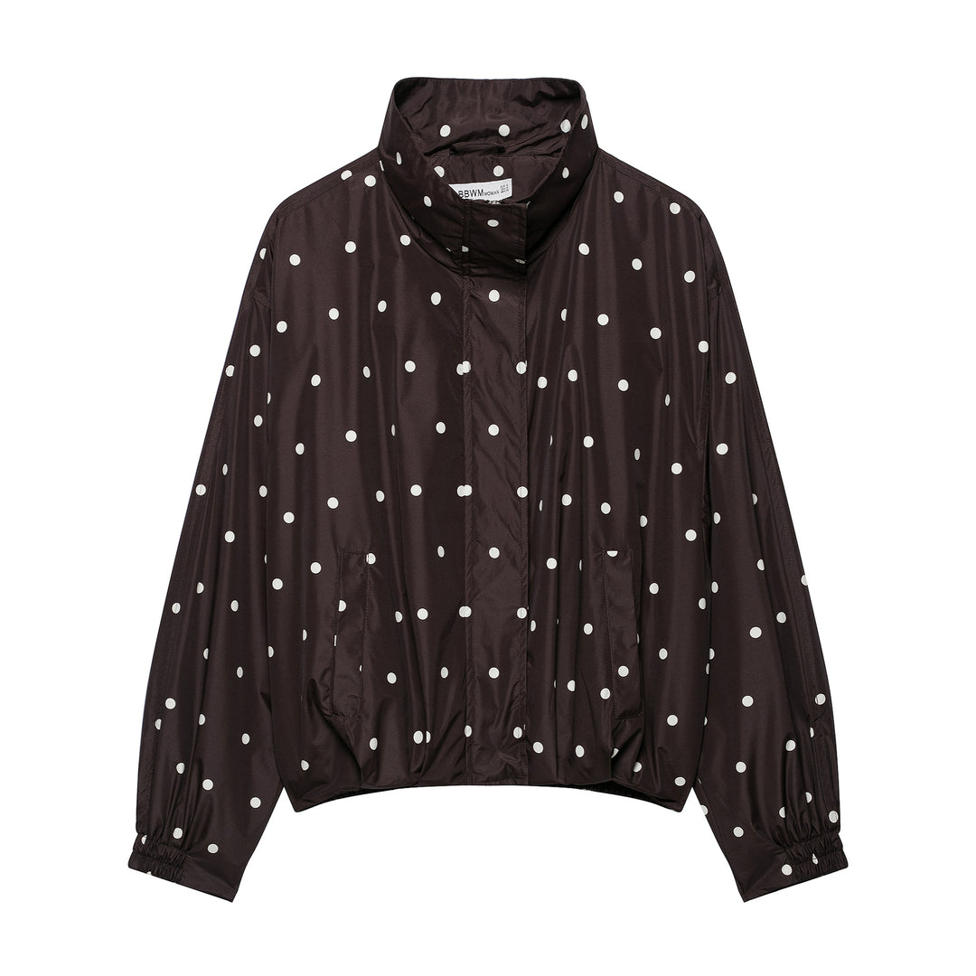 Damen Leichte wattierte Windjacke mit Stehkragen und Polka‑Dot‑Print Nord Taschen