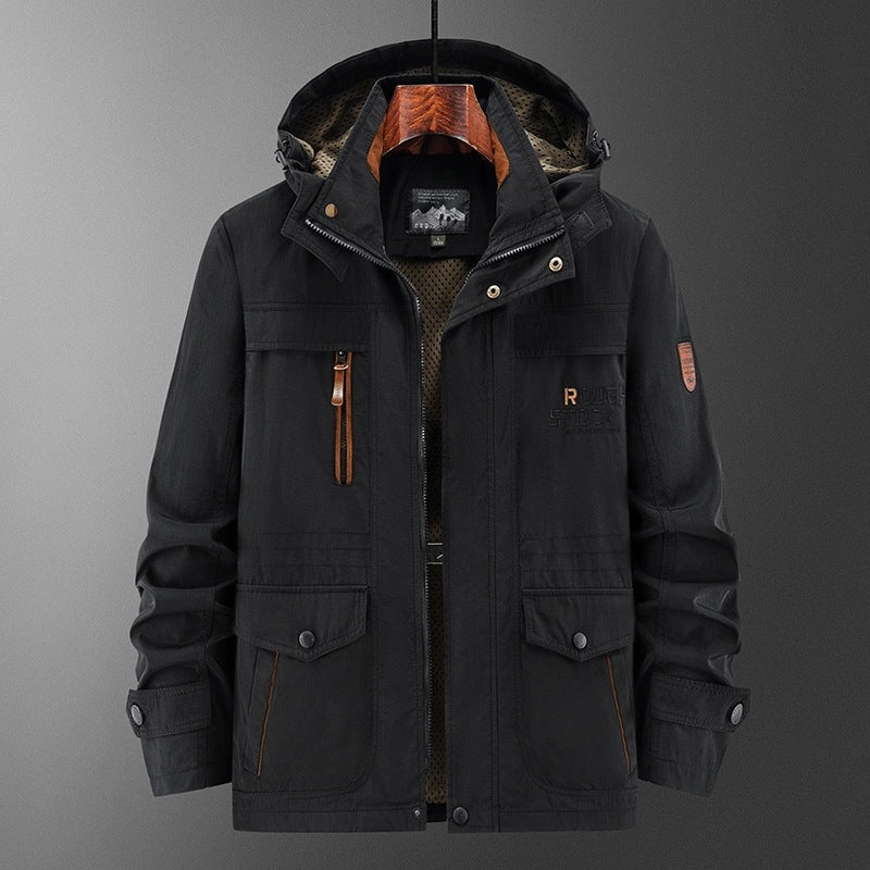 Herren Wetterfeste Utility-Fieldjacke mit Kapuze, Mesh-Futter und Multifunktions-Taschen Nord Taschen