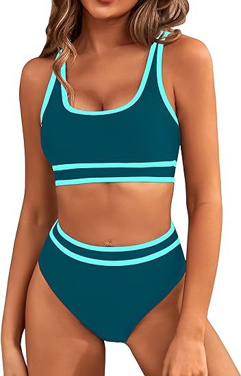 Damen Sportlicher Hochgeschnittener Bikini Nord Taschen