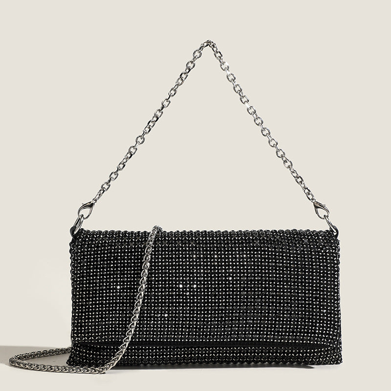 Damen Clutch mit funkelndem Strass und eleganter Kettenverzierung Nord Taschen