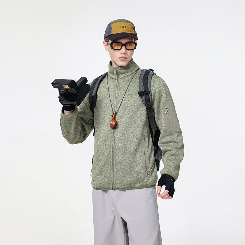 Herren Fleecejacke mit Stehkragen, verdecktem Zwei-Wege-Reißverschluss und wasserabweisenden Utility-Einsätzen Nord Taschen
