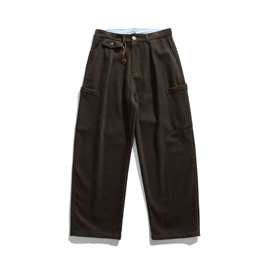 Herren Cord‑Cargo‑Hose mit hoher Taille, weitem Bein und aufgesetzten Pattentaschen Nord Taschen