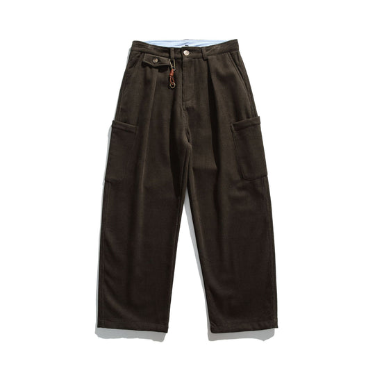 Herren Cord‑Cargo‑Hose mit hoher Taille, weitem Bein und aufgesetzten Pattentaschen Nord Taschen