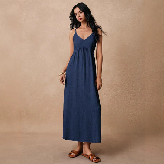 Damen Maxikleid mit feinen Spaghettiträgern und leichtem, atmungsaktivem Material Nord Taschen