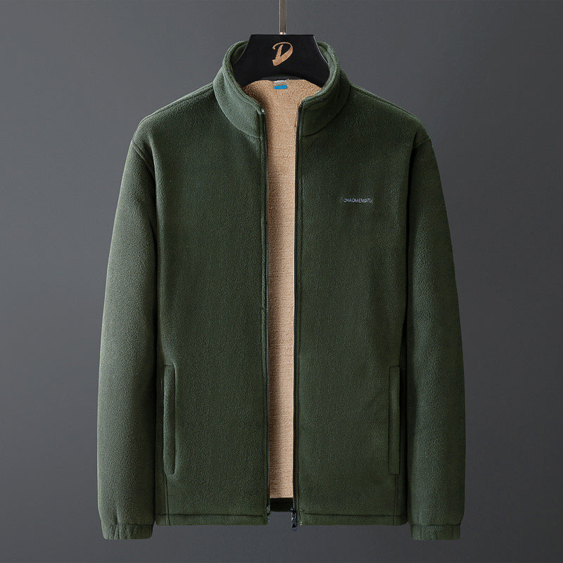 Herren Thermo-Fleecejacke mit Teddy-Innenfutter, verdecktem Reißverschluss und Stehkragen Nord Taschen