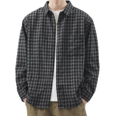Herren Karierte Overshirt-Hemdjacke aus Baumwollmischung mit Brusttasche und lockerem Schnitt Nord Taschen