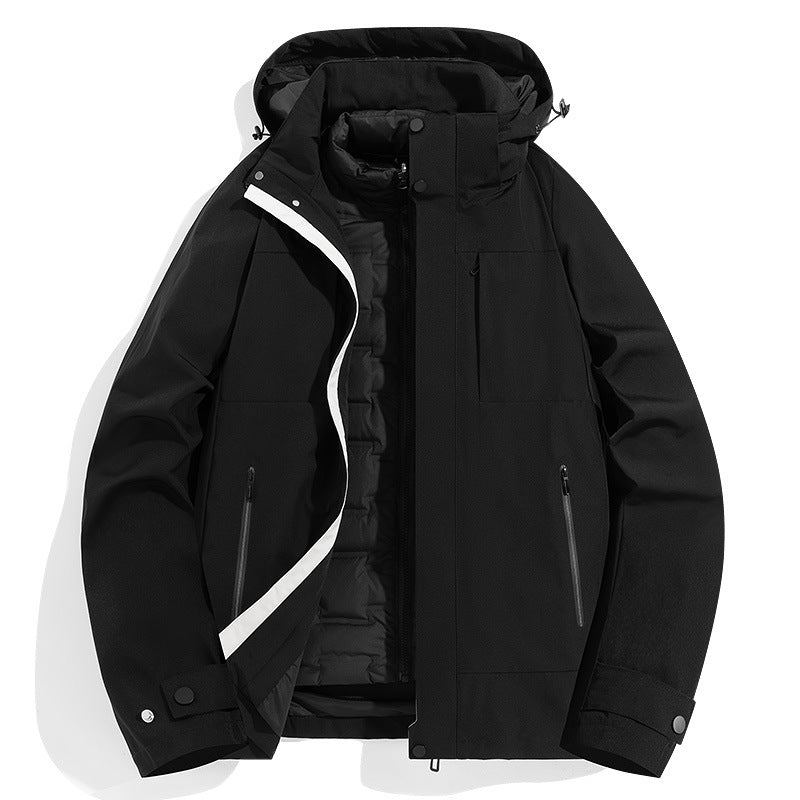 Herren Wind- und Thermoparka mit abnehmbarer Steppinnenjacke und Kapuze Nord Taschen