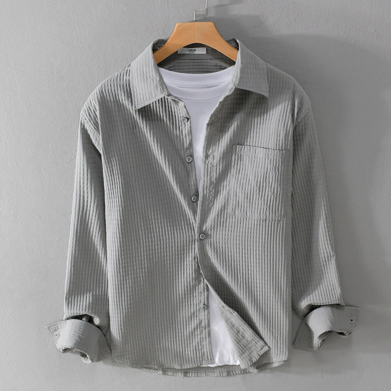 Herren Texturiertes Waffelstruktur-Overshirt mit Brusttasche und legerer Passform Nord Taschen