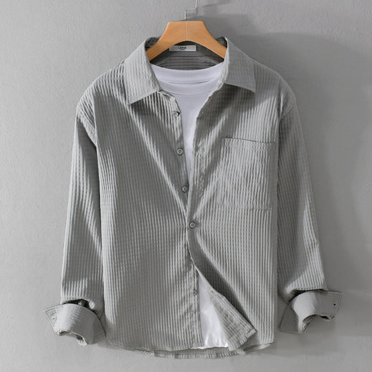 Herren Texturiertes Waffelstruktur-Overshirt mit Brusttasche und legerer Passform Nord Taschen