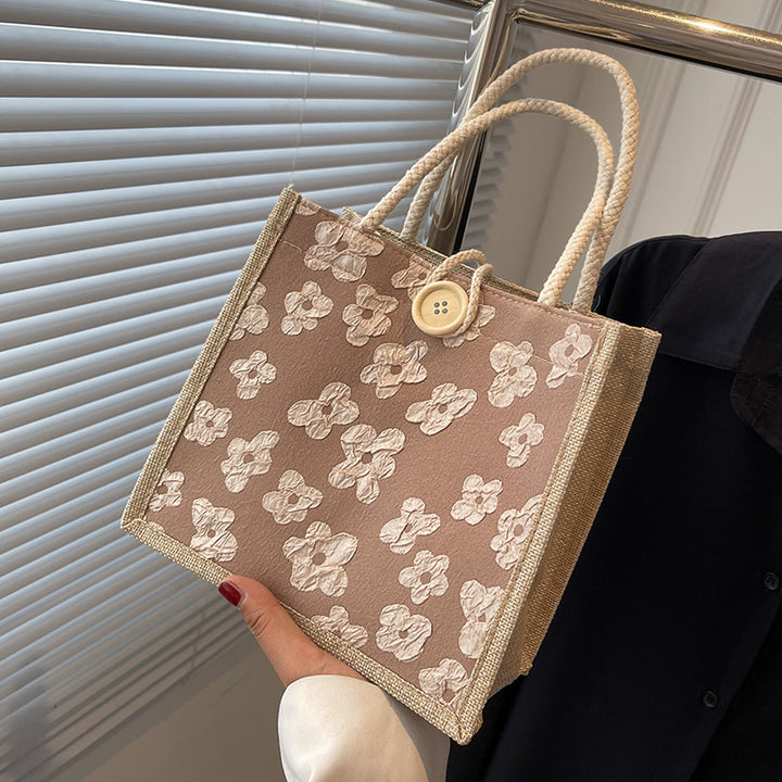 Damen Einkaufstasche mit floralem Muster und praktischem Knopfverschluss Nord Taschen