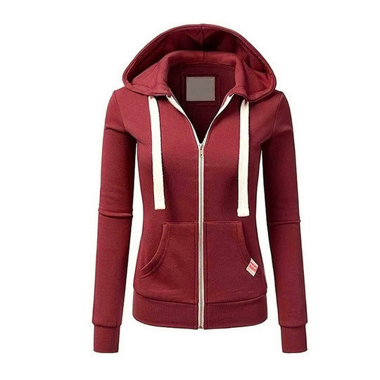 Damen Kapuzenjacke mit Reißverschluss taillierter Sweatshirt-Hoodie aus Baumwollmischung Nord Taschen